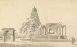Den store oksen og pagoden ved Tanjore av William Daniell