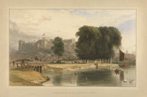 Windsor Castle fra nær Brocas Meadows av William Daniell
