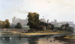 Windsor Castle fra Themsen ved Eton, c1827-30. av William Daniell