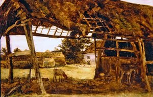 Old Farm Shed (olje om bord)