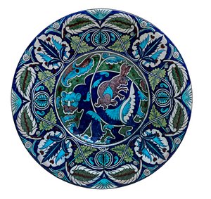 Bjørn og Hare Plate av William de Morgan