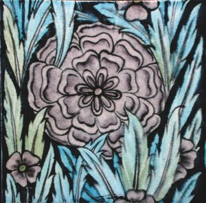 Fliser med blomsterdesign (keramikk) av William de Morgan