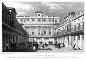 London Horse and Carriage Repository, Grays Inn Road, 1828.