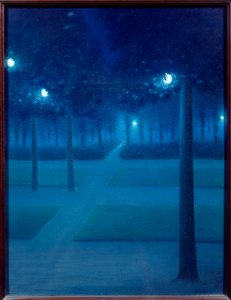 Natt på Parc Royal de Bruxelles. Pastellmaleri av William Degouves de Nuncques (1867-1935) (ec.belg) 1897 Søn. 0,65x0,5 m Paris, musee d