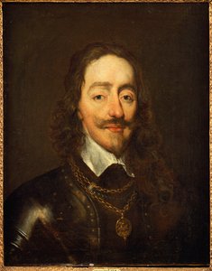 Portrett av kong Charles I iført rustning og Collage of the Order of the Garter