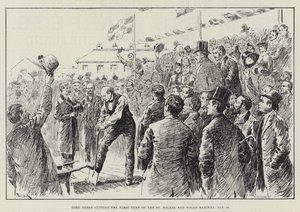 Lord Derby klipper den første torven til St Helens og Wigan Railway, 28. januar av William Douglas Almond