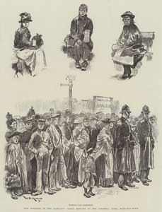 Nøden i East-End, flott møte i forsamlingshuset, Mile-End-Road av William Douglas Almond