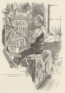 Arbeid på en gammel håndvevstomme, Leicester av William Douglas Almond