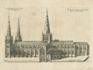 Lichfield Cathedral - South View: kobberplategravering, nd [?midten av 1600-tallet]