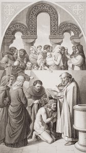 Dåpen til kong Ethelbert (ca. 552-616) av Kent av St. Augustine på Canterbury i 597, fra 