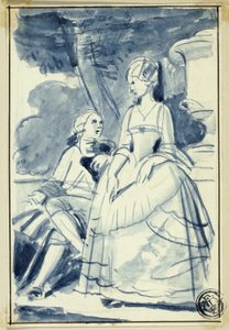 Mann og kvinne i kjole fra 1700-tallet av William Edward Frost