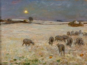 Sau i snø (olje på lerret) av William Edward Stott