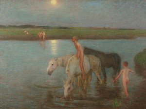 Elvebredden av William Edward Stott