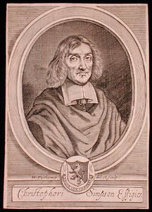 Portrett av Christopher Simpson (ca. 1605-69) (gravering) av William Faithorne