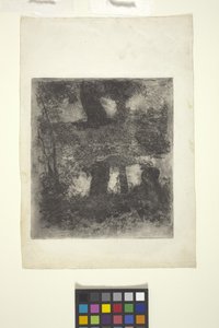 Landskap med faun og basseng (reflektert landskap) (etsing)