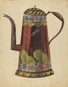 Toleware tinn kaffekanne, ca. 1937. av William Frank