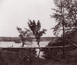 Fort Darling. Maskert batteri og hindring i James River, ca. 1865.