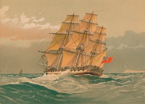 En fregatt med 38 kanoner, ca 1770, slutten av 1800-begynnelsen av 1900-tallet. av William Frederick Mitchell