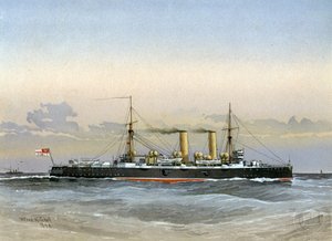 HMS Blenheim, Royal Navy 1st class cruiser, 1892 av William Frederick Mitchell