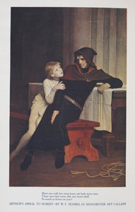 Arthurs appell til Hubert - av WF Yeames, i Manchester kunstgalleri#39;. Den unge prins Arthur av England sitter som fangevokter, Hubert, i fengselet sitt i Rouen, Frankrike. av William Frederick Yeames