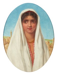 Portrett av en arabisk jente (olje på panel)