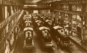 Lokomotiver klare for sending utenlands, c1930. av William George Armstrong