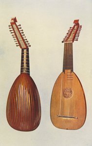 Musikkinstrumenter: Lutt (fargelitografi)
