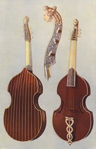 Musikkinstrumenter: Viola da gamba (farge litho)