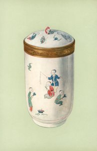 Toilette-pott, Chantilly, med japansk design (farge litho) av William Gibb