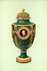 Vase, Sevres, grønn grunn (farge litho)