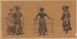 Kvinnestudier på parkrekkverket av William Glackens