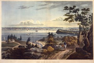 New York fra Weehawk [Weehawken], gravert av John Hill, udatert (akvatint)