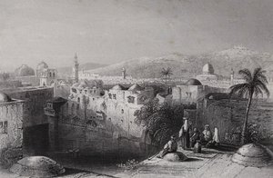 Hiskias basseng, Jerusalem (gravering) av William H. Bartlett