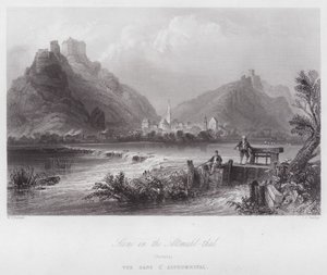 Scene i Altmuhl-thal, Bayern (gravering) av William H. Bartlett
