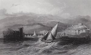 Sidon og Libanonfjellet, fra havet (gravering) av William H. Bartlett