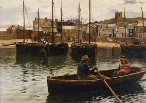 The Harbour, St.Ives, Cornwall, 1885 av William H. Bartlett