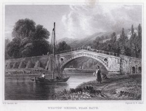 Weston Bridge, nær Bath (gravering) av William H. Bartlett