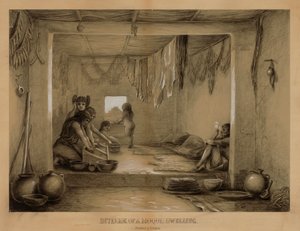 Interiør i en Hopi-bolig, sent på 1800- og begynnelsen av 1900-tallet.