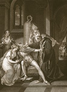 Edwy og Elgiva, gravert av Isaac Taylor, illustrasjon fra David Humes 'The History of England', pub. av R. Bowyer, London, 1812 av William Hamilton