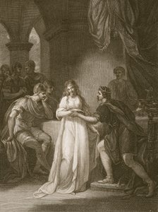 Vortigern og Rovena, gravert av Delatre, illustrasjon fra David Humes 