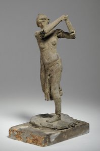 Maquette for figuren til en kvinnelig golfspiller (plasticine)