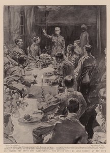 Vi feirer inngangen til Bloemfontein, middagen gitt av Lord Roberts på klubben av William Hatherell