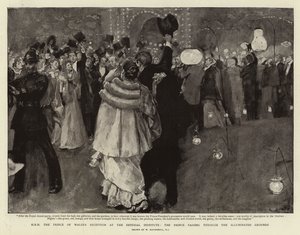 HKH prinsen av Wales' mottakelse ved Imperial Institute, prinsen passerer gjennom de opplyste grunnene av William Hatherell