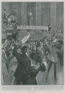 Peace is Proclaimed: Scenen utenfor Mansion House søndag kveld av William Hatherell