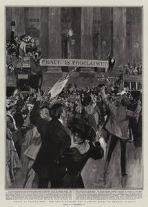 Fred er proklamert, scenen utenfor herskapshuset søndag kveld av William Hatherell