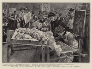 Forbereder seg til kroningen, lager Royal Robes ved Royal School of Art Håndarbeid av William Hatherell