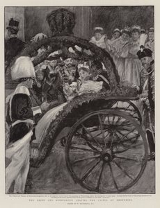 Bruden og brudgommen forlater slottet Ehrenburg av William Hatherell