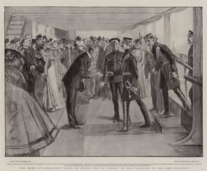 Hertugen av Connaught går om bord på SS Nubia for å ta farvel med sitt eget regiment av William Hatherell