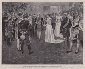 Fredskonferansen i Haag, mottakelse av delegater av dronning Wilhelmina av William Hatherell