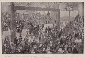 Dronningens besøk i South Kensington, Hennes Majestet som legger grunnsteinen til Victoria and Albert Museum